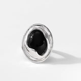 Fashion Ellipse Black Open Ring