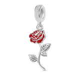 925 Sterling Silver Flower Hanging Charm - 17 Options