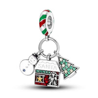 925 Sterling Silver Santas Grotto/Snowman/Tree Charm