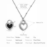 Stainless Steel Black and White Double-sided Heart Necklace/Earrings - 2 Colours