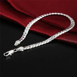925 Sterling Silver Bracelet 6mm Flat Link Bracelet - 2 Sizes