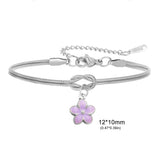 Stainless Steel Flower Knot Double Snake Chain Bracelet - 10 Options