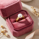 Stainless Steel Simulated-Pearl Ring - 4 Options