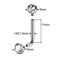 G23 Titanium CZ Curved Barbell Vertical Hood Lip Piercing - 2 Colours