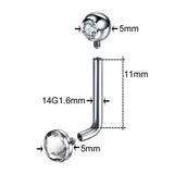 G23 Titanium CZ Curved Barbell Vertical Hood Lip Piercing - 2 Colours