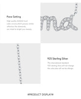 925 Sterling Silver Pave Setting CZ mama Necklace - 2 Colours