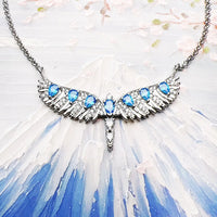 925 Sterling Silver Phoenix Wing Blue CZ Necklace/ Bracelet/ Set