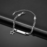 Stainless Steel Figaro Chain Blank Bar Bracelet - 7 Options