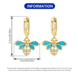 925 Sterling Silver Gold Plated Bee  Hoop Drop Earrings