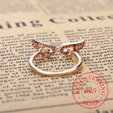 925 Sterling Silver CZ Angel Wing Open Ring - 3 Colours