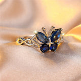 Fashion Blue CZ Butterfly Ring - 2 Colours