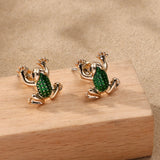Fashion Natural Agate Semi-Precious Frog Studs