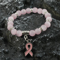 Fashion Natural Stone Pink Ribbon Bracelet - 6 Options