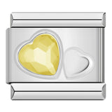 Stainless Steel Two Heart CZ Italian Charm - 9 Options