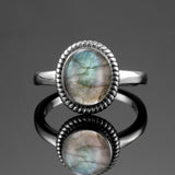 925 Sterling Silver Natural Labradorite Ring - 27 Options