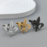 Stainless Steel Fleur De Lys Baroque Cufflinks or Tie Pin - 3 Colours