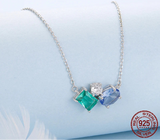 925 Sterling Silver Triple Stone Necklace