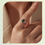 925 Sterling Silver Moss Agate Leaf Stackable Ring - 2 Options
