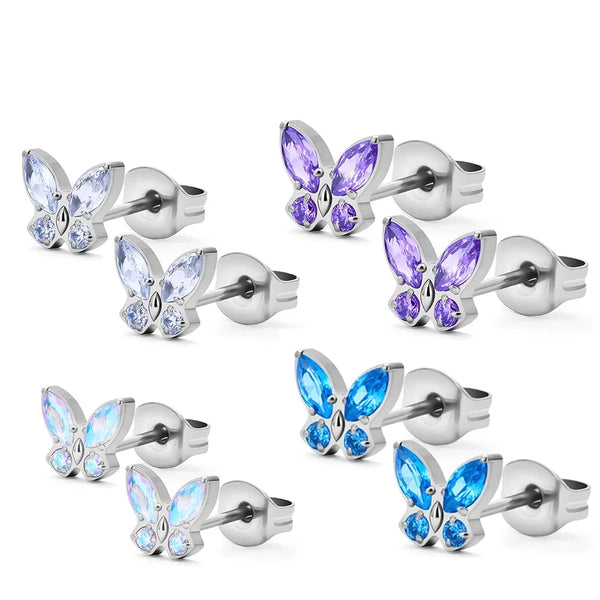 G23 Titanium Butterfly Stud Earrings - 5 Colours