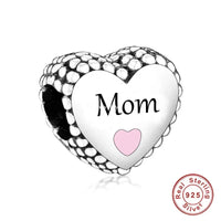 925 Silver Pink CZ Family Heart Charm - 50 Options