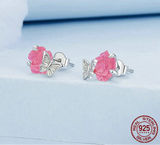 925 Sterling Silver Colour Changing Rose Stud Earrings