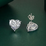 925 Sterling Silver Heart Coloured CZ 10*10mm Stud Earrings - 12 Options