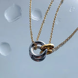 Stainless Steel Smooth Circle Double Chain Necklace - 3 Options