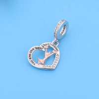 925 Silver Cheerleading Cheerleader Heart Charm - 2 Options