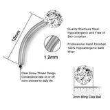 2pcs 16G Surgical Steel Curved Barbell Body Jewellery - 14 Options - 3 Sizes