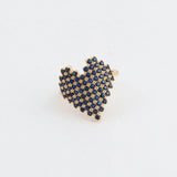Fashion Big Heart Crystal Adjustable Ring - 3 Colours