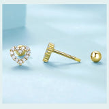 925 Sterling Silver Dainty Cubic Zirconia Heart Earrings - 2 Colours