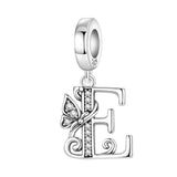 925 Sterling Silver CZ Butterfly/Letter Hanging Charm