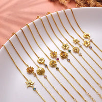 Stainless Steel Flower Birthstone Bracelet - 12 Options