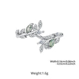 925 Sterling Silver Moss Agate Leaf Stackable Ring - 2 Options