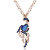 Fashion Blue CZ Bird Pendant Necklace