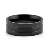 Stainless Steel Grooved Band Ring - 3 Colours