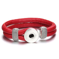 18mm Printed Rope or Plain Leather Snap Bracelet - 41 Options