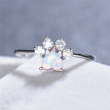 Fashion Created Opal/CZ Paw Ring - 3 Colours