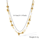 Stainless Steel Asymmetric Gold Colour Necklace - 9 Options