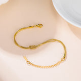 Stainless Steel Love Knot Double Snake Chain Bracelet - 2 Colours