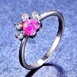 Fashion Created Opal/CZ Paw Ring - 3 Colours