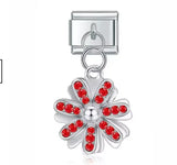 Stainless Steel CZ Flower Hanging Italian Charm