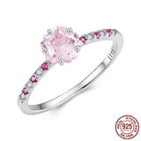 925 Sterling Silver Sakura Cut Pink Cubic Zirconia Ring