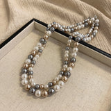 Fashion Mixed Colour Simulated Pearl Beaded Necklace - 3 Options