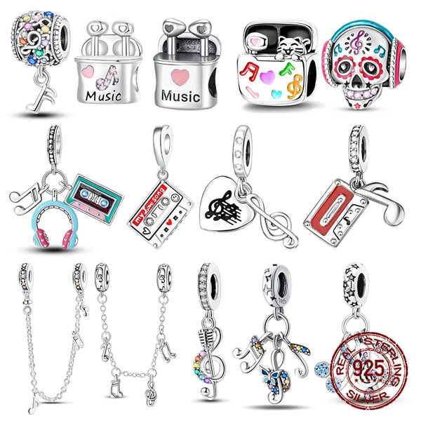 925 Sterling Silver Music Themed Charm - 20 Options