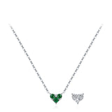 925 Sterling Silver Birthstone Heart Necklace - 12 Options