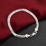 925 Sterling Silver Bracelet 6mm Flat Link Bracelet - 2 Sizes