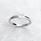 925 Sterling Silver Pave Love Heart Ring