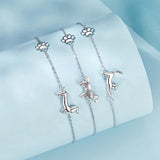 925 Sterling Silver Cat/Dog Pawprint Bracelet - 5 Options