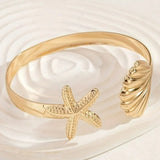 Stainless Steel Chunky Shell/Starfish Open Bracelet - 2 Colours
